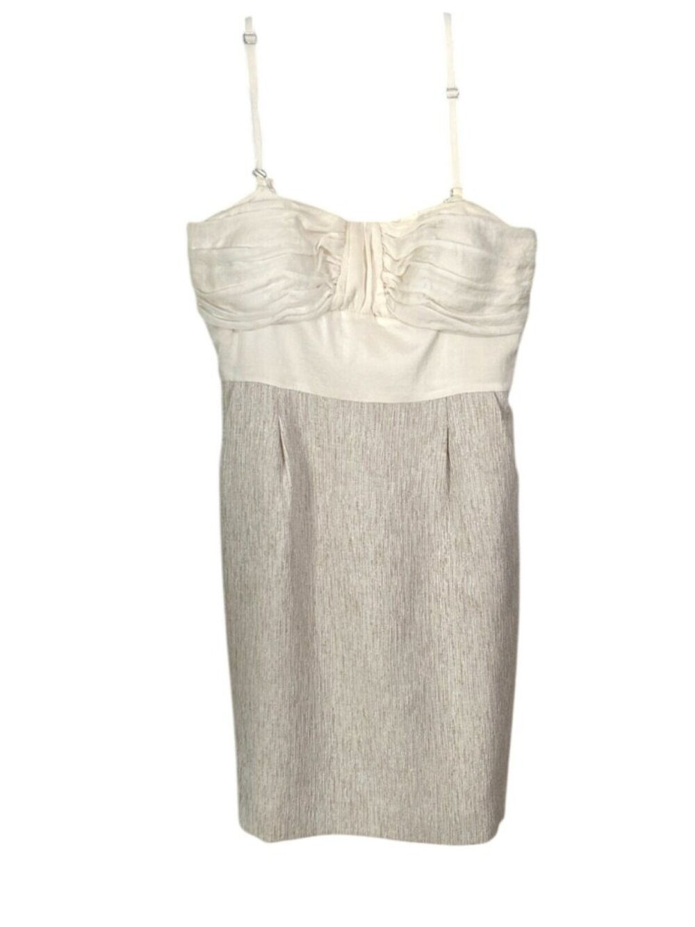 Cremieux Womens Size 10 Elegant Spaghetti Strap Dress With Ruched Bodice & Speck